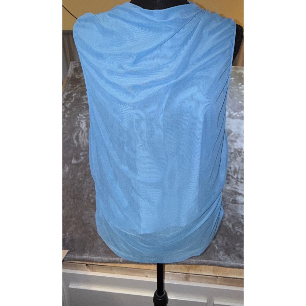CALIA Ruched Mock Tank Womens XXL Tranquil Blue NEW Sheer Mesh